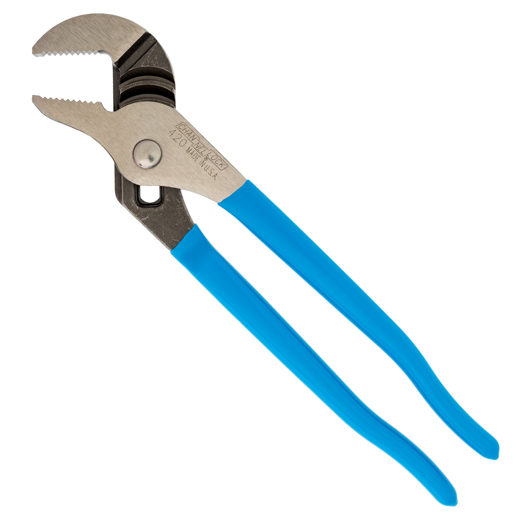 CHANNELLOCK420 tongue-and-groove pliers with blue handles