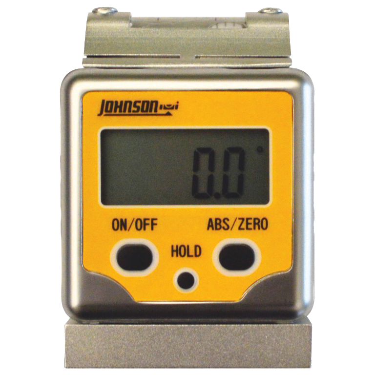 Johnson compact digital angle locator with LCD, three buttons and top bubble vial