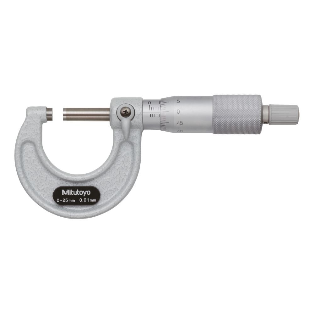 Mitutoyo analog outside micrometer marked0–25mm and0.01mm