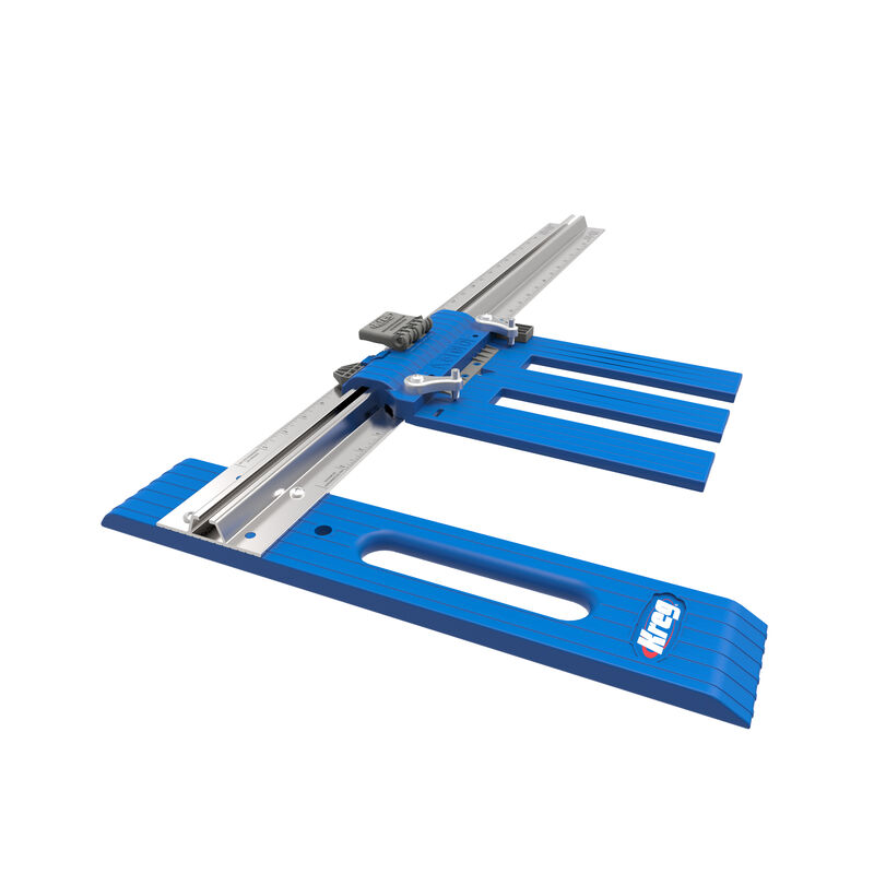 Kreg blue Rip-Cut sled, aluminum measuring rail and edge guide