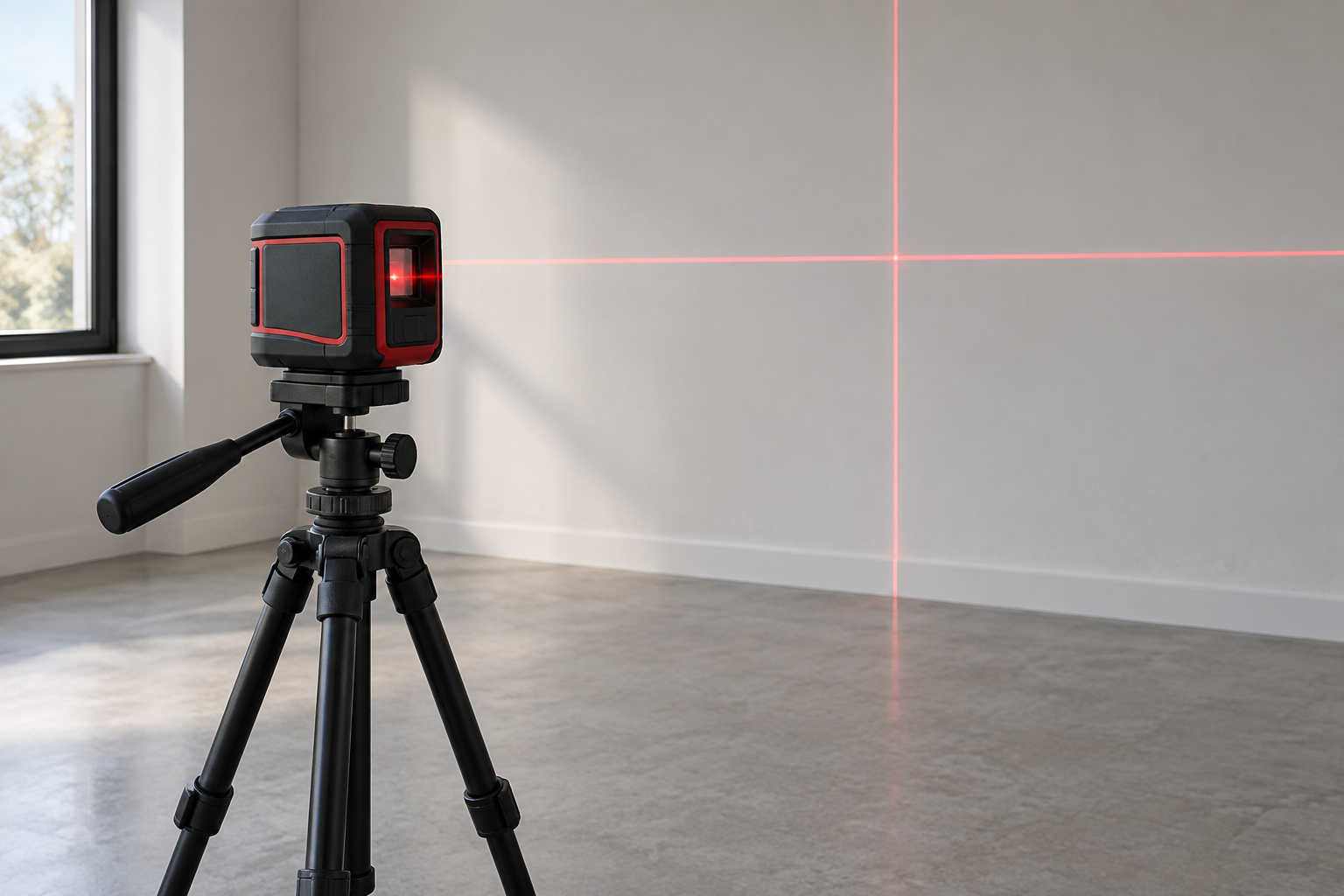 AI-generated editorial illustration of laser level
