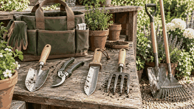 Garden hand tools and potting equipment